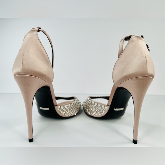 Gucci Crystal Embellished Skin Rose Satin Heel Ankle Strap Bridal Sandals EU 40 - Picture 9 of 10